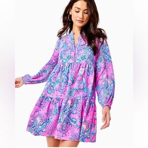 H13 LILLY PULITZER Winona Long Sleeve Dress - Plumeria‎ Pink Strut Your Stuff